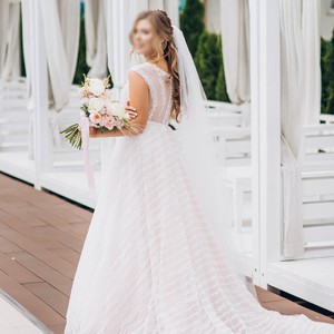 Весільна сукня (біло-рожева) М, фото 3