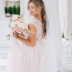 Весільна сукня (біло-рожева) М, фото 2