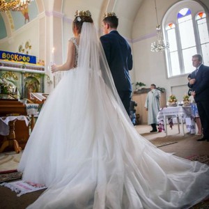 Продаю весільне плаття із шлейфом, розмір S-M, фото 2